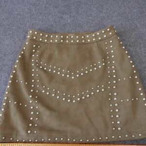 Tobi Womens Brown Faux Suede Studded Mini Skirt FBK18085X Size M Olive Brown